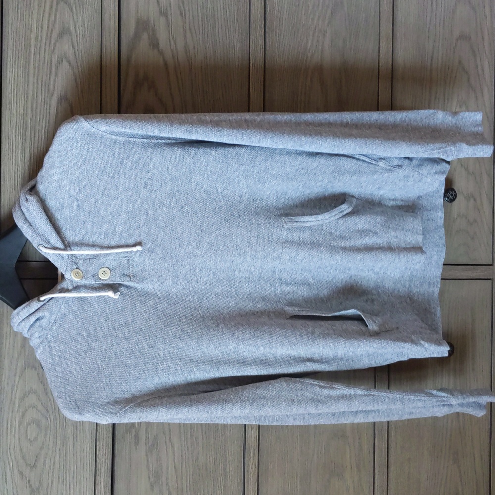 J Crew Cotton Hoodie with Buttons and Drawstring